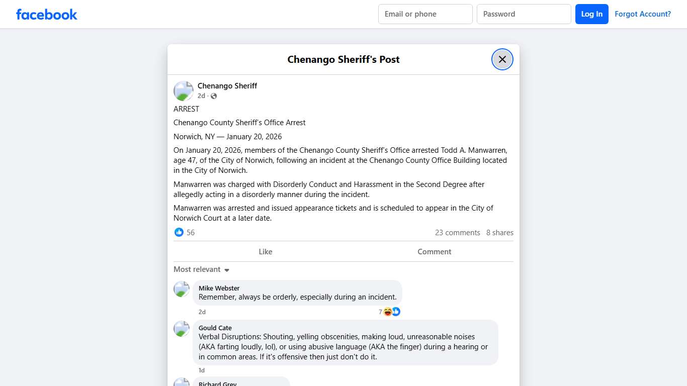 ARREST Chenango County Sheriff’s... - Chenango Sheriff Facebook