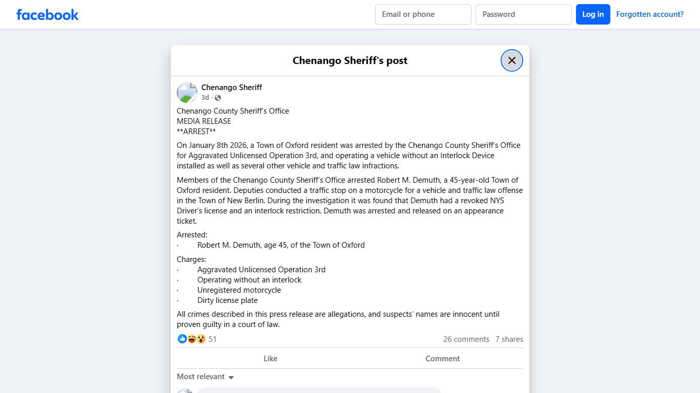 Chenango County Sheriff’s Office MEDIA... - Chenango Sheriff Facebook